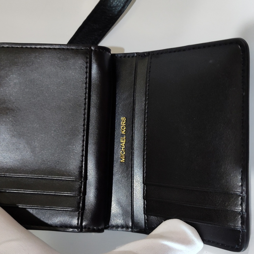 Black Michael Kors Leather Tote Bag with Gold Accents And Wallet - Picture 12 of 17